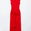 Vestido midi cruzado por delante