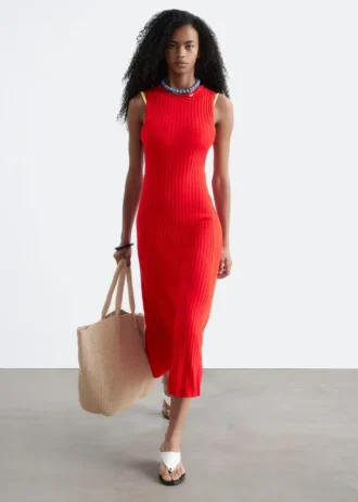 Vestido midi de canalé