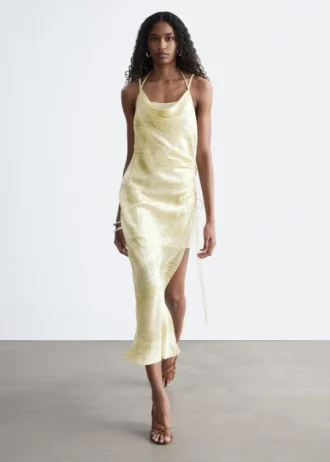 Vestido midi de jacquard con cuello vuelto