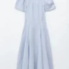 Vestido midi de lino acampanado