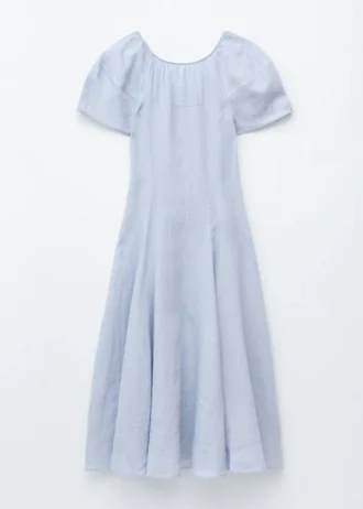 Vestido midi de lino acampanado