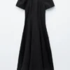 Vestido midi de lino acampanado