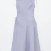 Vestido midi de lino acampanado