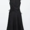 Vestido midi de lino acampanado