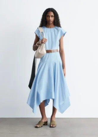 Vestido midi de popelín de algodón
