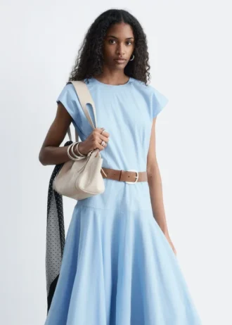 Vestido midi de popelín de algodón