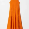 Vestido midi de punto acanalado