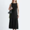 Vestido midi de punto acanalado