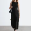 Vestido midi de punto acanalado