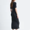 Vestido midi de punto acanalado