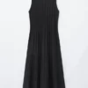 Vestido midi de punto acanalado