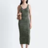 Vestido midi de punto elástico a rayas