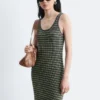 Vestido midi de punto elástico a rayas