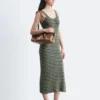 Vestido midi de punto elástico a rayas