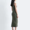Vestido midi de punto elástico a rayas