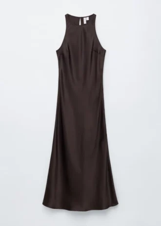 Vestido midi de satén sin mangas