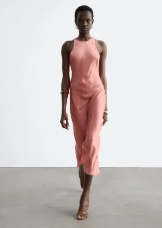 Vestido midi de satén sin mangas