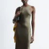Vestido midi de satén sin mangas