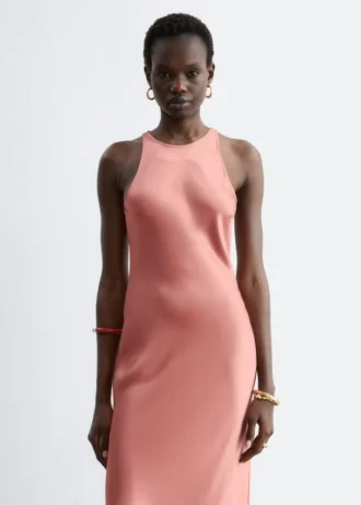 Vestido midi de satén sin mangas