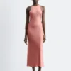 Vestido midi de satén sin mangas