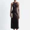 Vestido midi de satén sin mangas