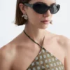 Vestido midi de seda con cuello halter