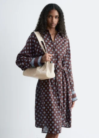 Vestido midi de seda y algodón estampado