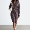 Vestido midi de seda y algodón estampado