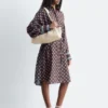 Vestido midi de seda y algodón estampado