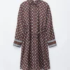 Vestido midi de seda y algodón estampado