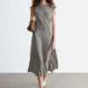 Vestido midi drapeado asimétrico