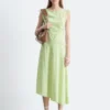 Vestido midi drapeado asimétrico