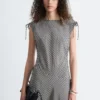 Vestido midi drapeado asimétrico