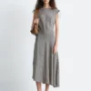 Vestido midi drapeado asimétrico