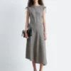Vestido midi drapeado asimétrico