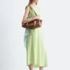 Vestido midi drapeado asimétrico