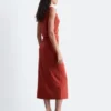 Vestido midi drapeado sin mangas