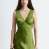 Vestido midi liso con cuello en V
