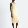 Vestido midi liso con cuello en V