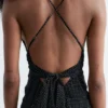 Vestido midi liso con lunares