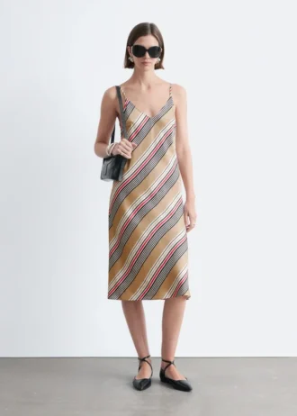 Vestido midi liso de satén