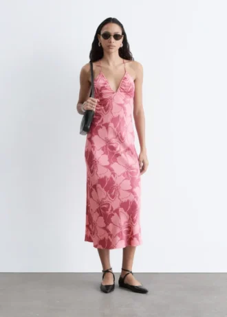 Vestido midi liso de satén