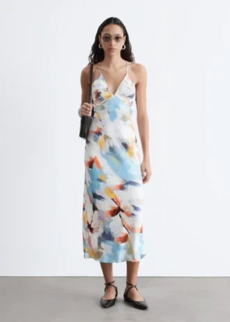 Vestido midi liso de satén