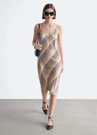 Vestido midi liso de satén