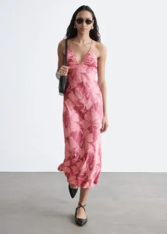 Vestido midi liso de satén