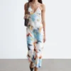 Vestido midi liso de satén