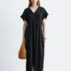 Vestido midi plisado con mangas dolman