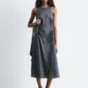 Vestido midi sin mangas con cordón