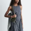 Vestido midi sin mangas con cordón