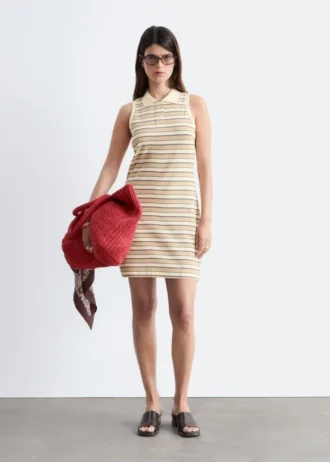 Vestido mini polo de algodón a rayas
